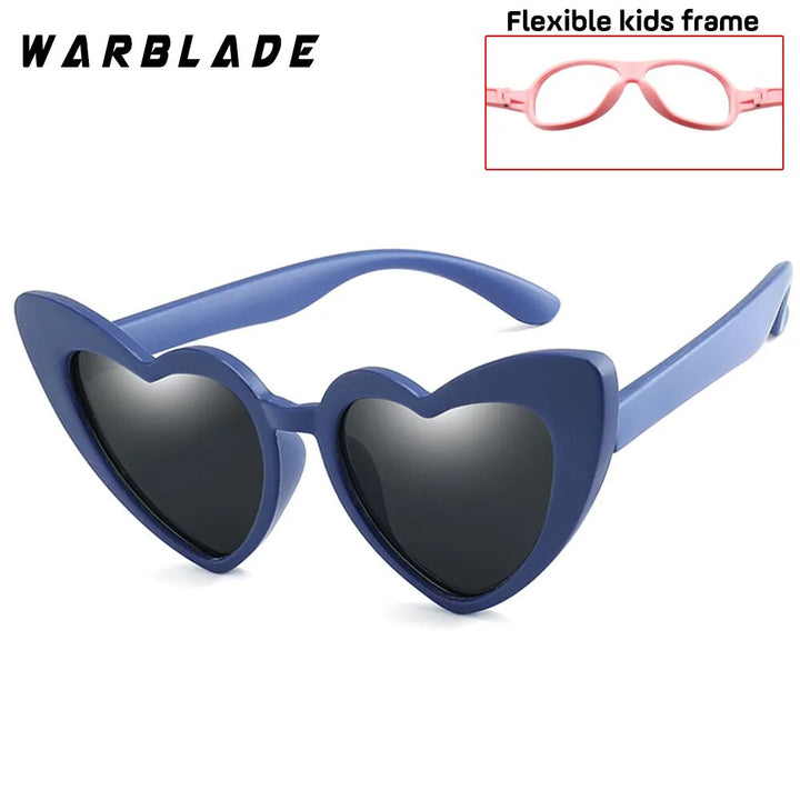 WBL Kids Polarized Sunglasses Children Heart Sun Glasses Girls Boys Silicone UV400 Child Mirror Baby Eyewear Gafas TR90 Sunglasses Warblade blue gray R04  