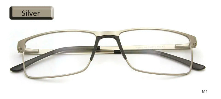 Esnbie Unisex Full Rim Square Titanium Alloy Eyeglasses 85052 Full Rim Esnbie eyewear silver  