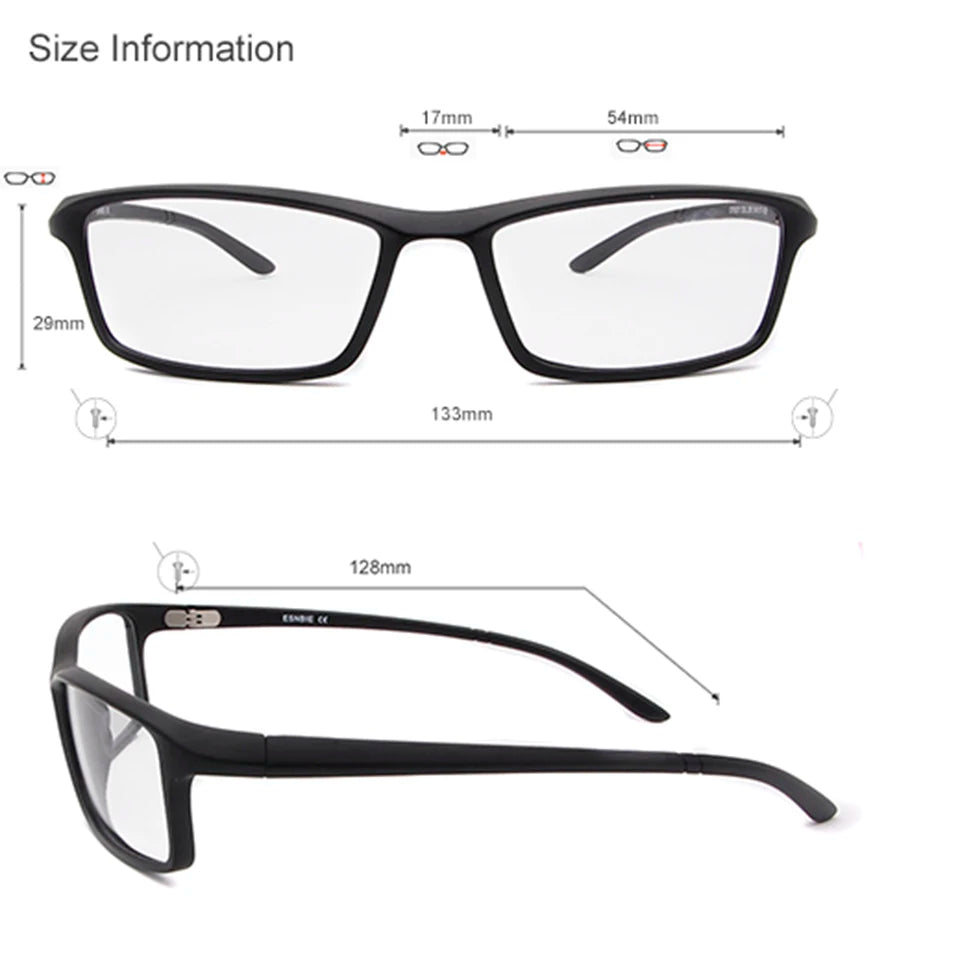 Esnbie Unisex Full Rim Rectangle Tr 90 Titanium Eyeglasses 78207 Full Rim Esnbie   