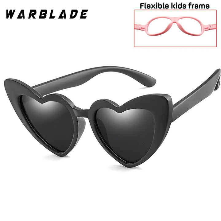 WBL Kids Polarized Sunglasses Children Heart Sun Glasses Girls Boys Silicone UV400 Child Mirror Baby Eyewear Gafas TR90 Sunglasses Warblade black gray R04  