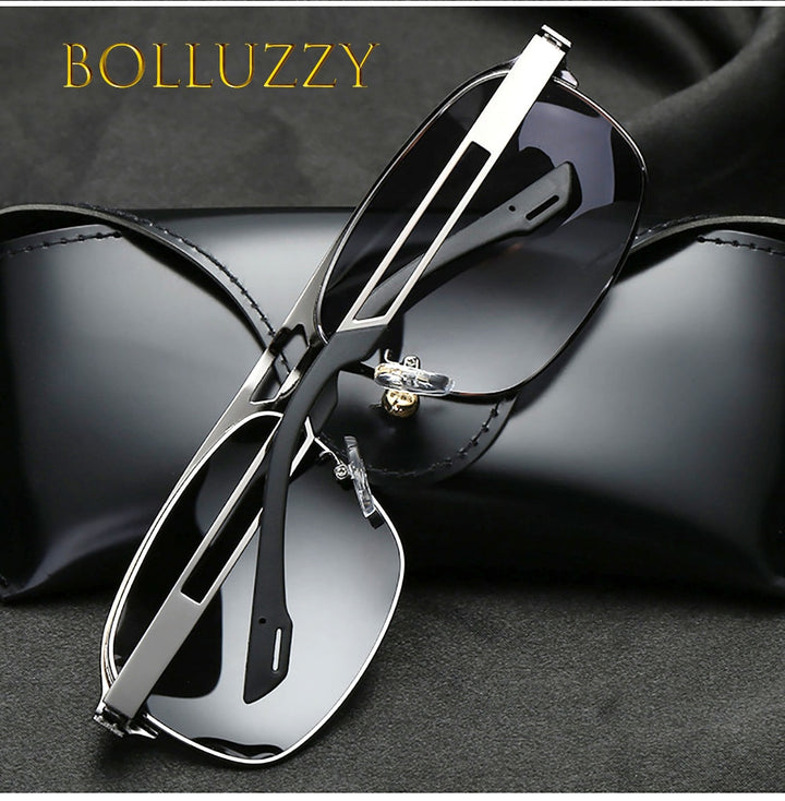 Bolluzzy Men's Full Rim Square Double Bridge Alloy Polarized Sunglasses B02352 Sunglasses Bolluzzy   