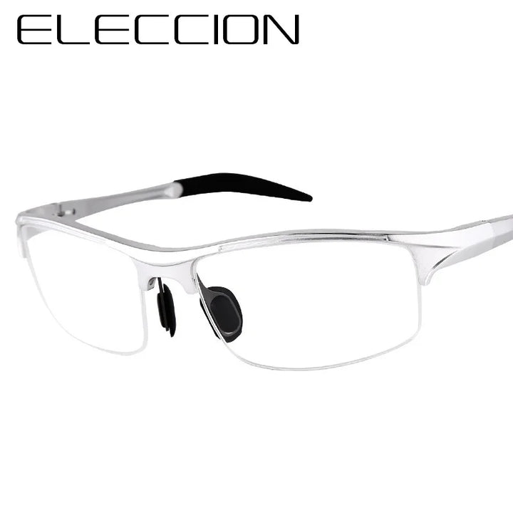 Eleccion Men's Semi Rim Square Aluminium Alloy Sport Eyeglasses 8177 Semi Rim Eleccion