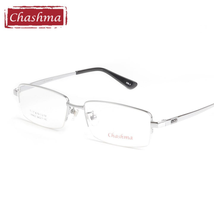 Chashma Men's Semi Rim Square Titanium Eyeglasses 8822 Semi Rim Chashma Silver  