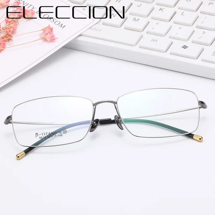 Eleccion Unisex Rimless Square Oval Titanium Eyeglasses 6612 Rimless Eleccion