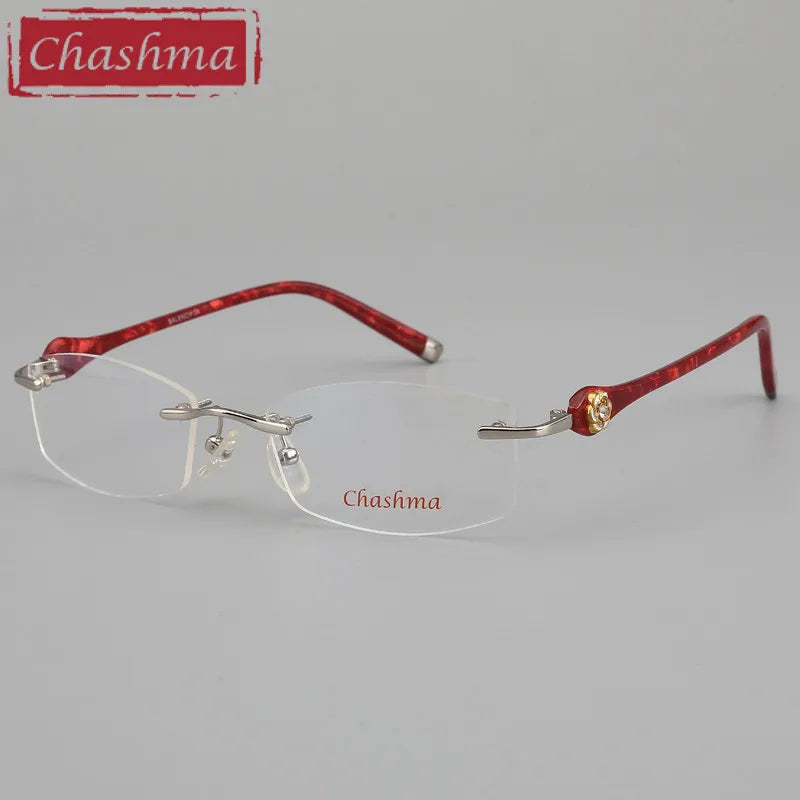 Chashma Ottica Women's Rimless Square Titanium Acetate Eyeglasses 58031