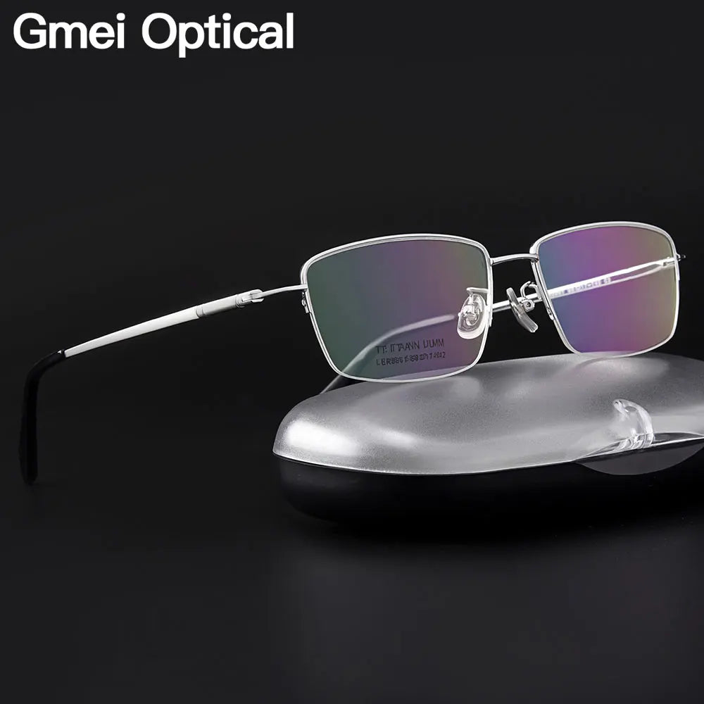 Gmei Unisex Semi Rim Big Square Titanium Eyeglasses 68961