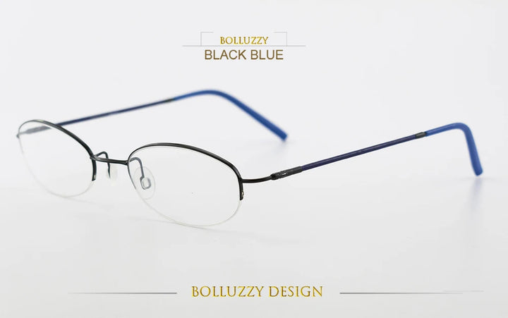 Bolluzzy Youth's Unisex Rimless Oval Alloy Eyeglasses 7122 Rimless Bolluzzy Black blue  