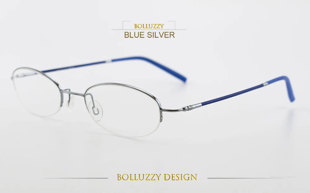 Bolluzzy Youth's Unisex Rimless Oval Alloy Eyeglasses 7122 Rimless Bolluzzy Blue silver  