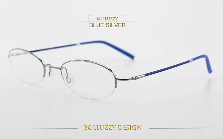 Bolluzzy Youth's Unisex Rimless Oval Alloy Eyeglasses 7122 Rimless Bolluzzy Blue silver  