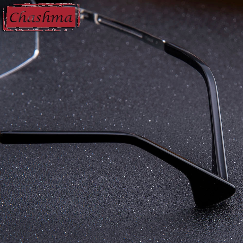 Chashma Ochki Unisex Rimless Square Titanium Eyeglasses 49039 Rimless Chashma Ochki   