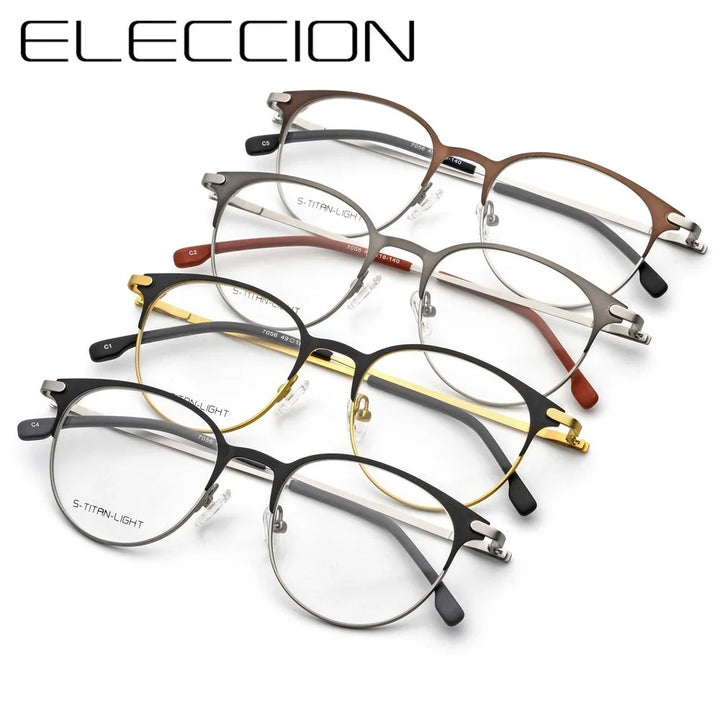 Eleccion Women's Full Rim Round Titanium Alloy Eyeglasses 13842 Full Rim Eleccion