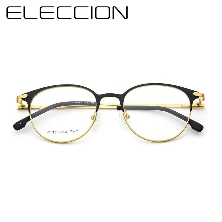 Eleccion Women's Full Rim Round Titanium Alloy Eyeglasses 13842 Full Rim Eleccion