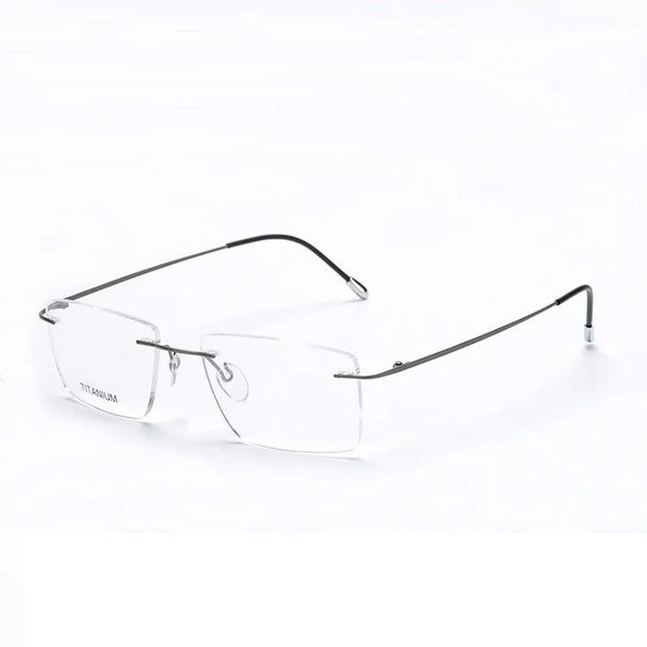 Cubojue Unisex Rimless Square Titanium Reading Glasses 71409 Reading Glasses Cubojue +275 matte grey