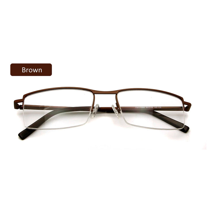 Esnbie Men's Semi Rim Square Titanium Eyeglasses 17095 Semi Rim Esnbie   