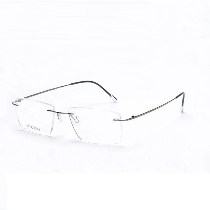 Cubojue Unisex Rimless Square Titanium Reading Glasses 71409 Reading Glasses Cubojue +300 shiny grey