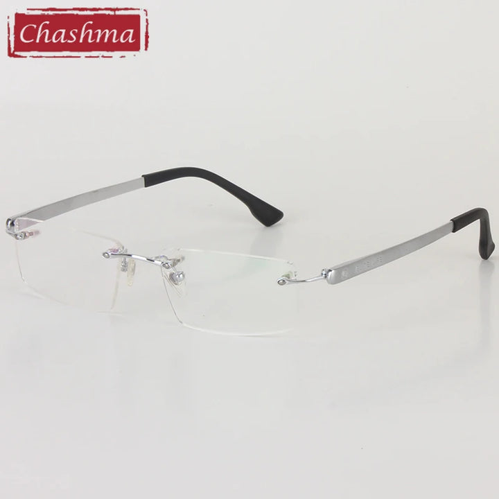 Chashma Unisex Rimless Square Titanium Eyeglasses 441018 Rimless Chashma   