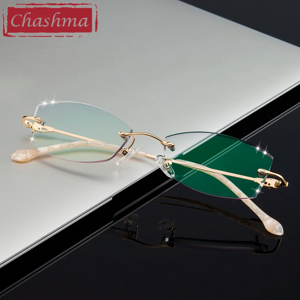 Chashma Women's Rimless Oval Square Titanium Eyeglasses 30854