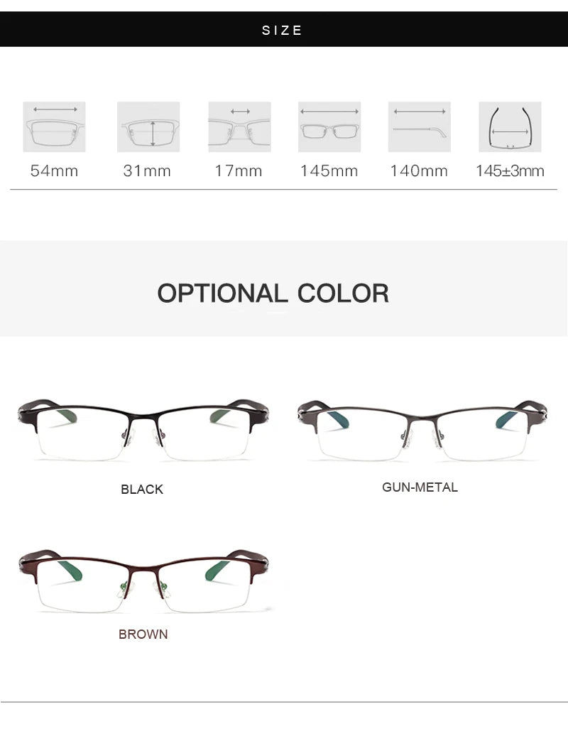 Hotony Unisex Semi Rim Square Brow Line Alloy Eyeglasses 71801 Semi Rim Hotony