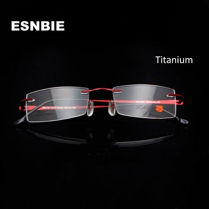 Esnbie Unisex Rimless Square Titanium Eyeglasses 375152 Rimless Esnbie   