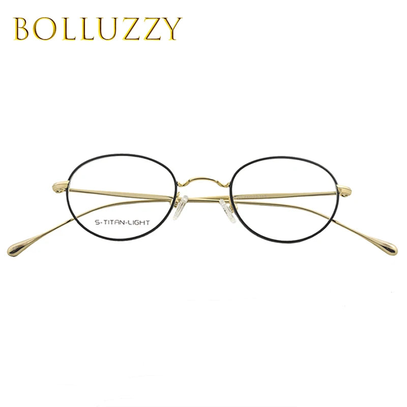 Bolluzzy Women's Full Rim Small Oval Titanium Alloy Eyeglasses 3522 Full Rim Bolluzzy   