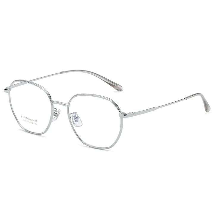 Kocolior Unisex Full Rim Polygon Titanium Alloy Eyeglasses 2237 Full Rim Kocolior Silver China 
