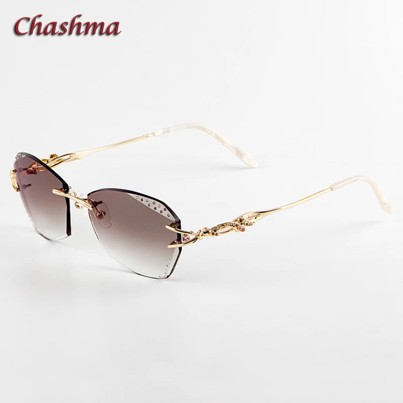 Chashma Ochki Women's Rimless Butterfly Oval Titanium Eyeglasses 80362