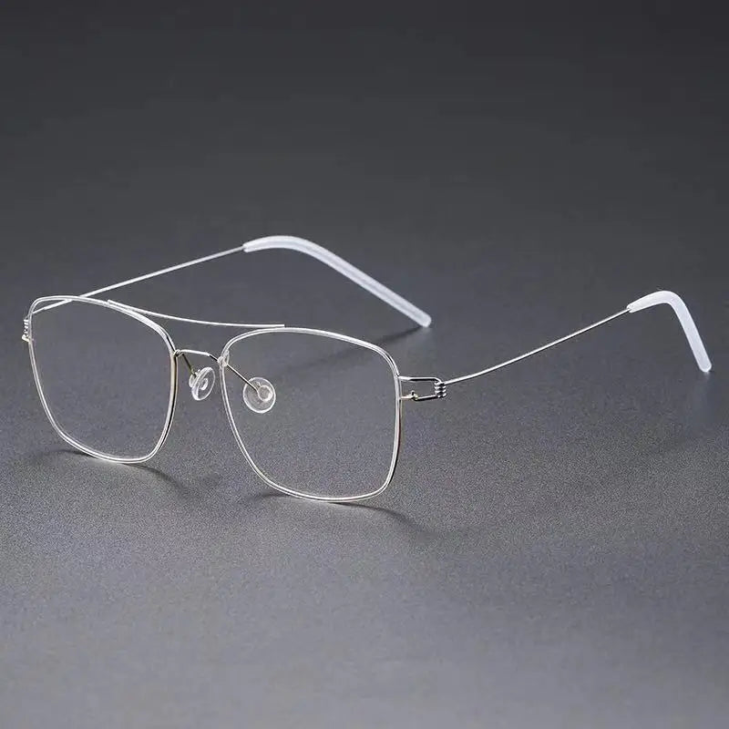 Aimee Unisex Full Rim Square Double Bridge Titanium Eyeglasses 1554 Full Rim Aimee Silver Golden  