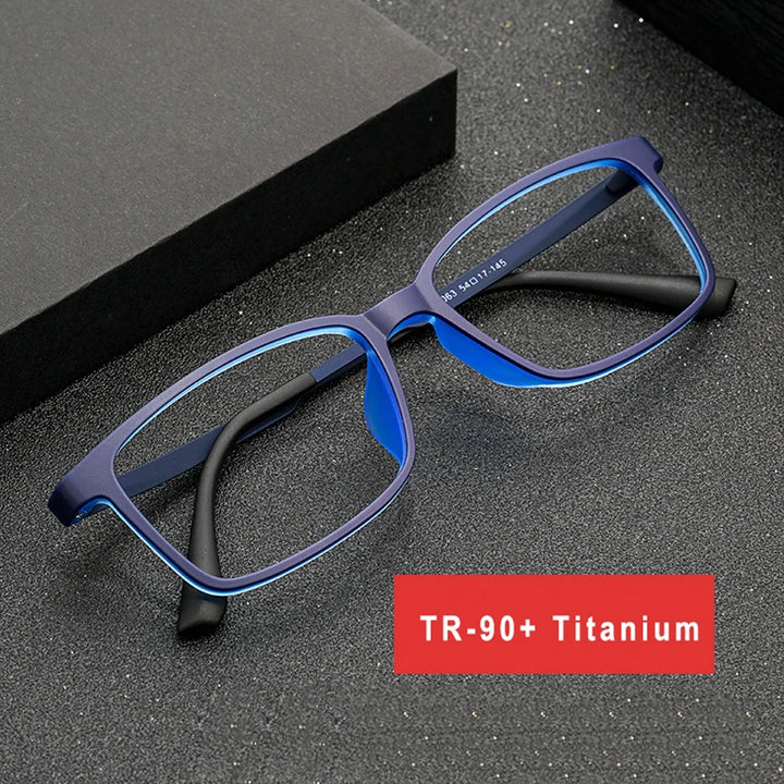 Hotony Unisex Full Rim Square Tr 90 Titanium Eyeglasses 3063 Full Rim Hotony   