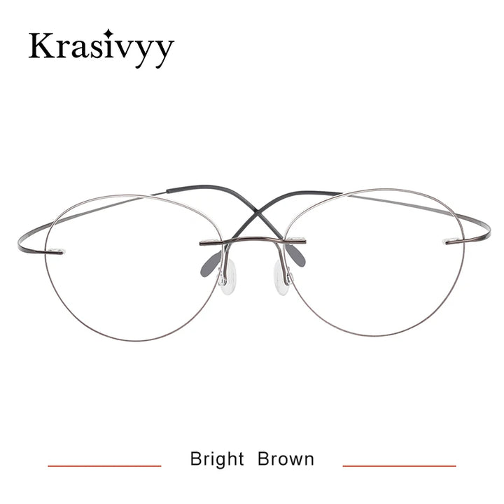 Krasivyy Unisex Rimless Oval Round Titanium Eyeglasses 36019