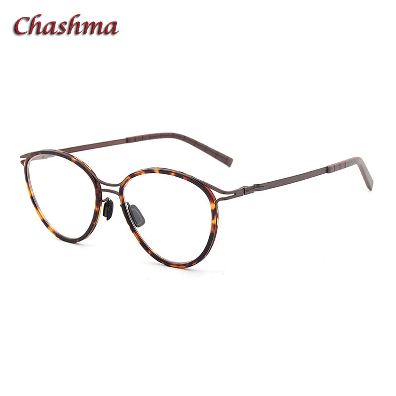 Chashma Ochki Men's Full Rim Round Acetate Titanium Eyeglasses 89032