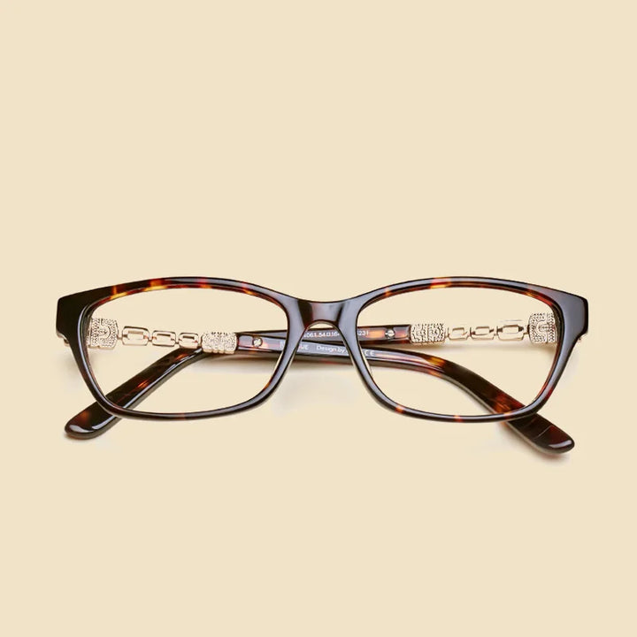 Oveliness Women's Full Rim Square Acetate Titanium Eyeglasses 424061