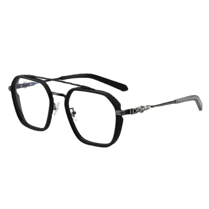 Kocolior Men's Full Rim Square Double Bridge Alloy Reading Glasses 82056 Reading Glasses Kocolior   