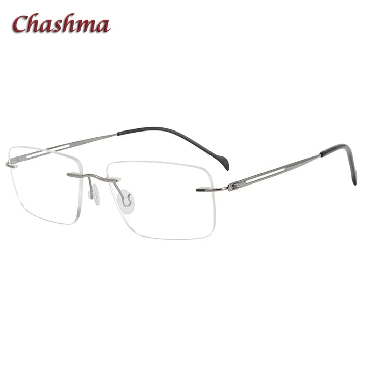 Chashma Ottica Men's Rimless Rectangle Titanium Eyeglasses 5019 Rimless Chashma Ottica Gray  