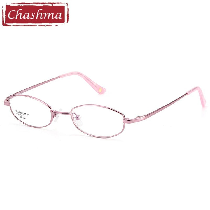 Unisex Small Oval Full Rim Titanium Frame Eyeglasses 8070 Full Rim Chashma Pink  