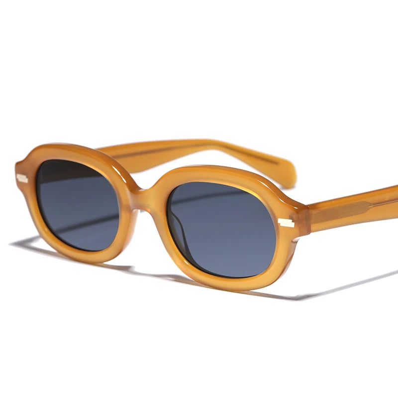 Hewei Unisex Full Rim Oval Acetate Sunglasses 0007 Sunglasses Hewei amber Other 