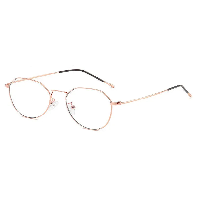 Hotony Women Full Rim Flat Top Round Alloy Eyeglasses 42021 Full Rim Hotony ROSE GOLD  