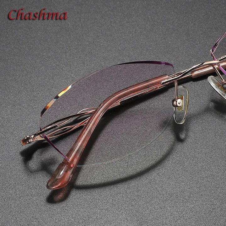 Chashma Ochki Women's Rimless Square Titanium Eyeglasses 5839 Rimless Chashma Ochki   