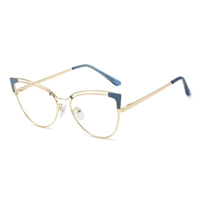 Ralferty  Women's Full Rim Square Cat Eye Eyeglass Alloy Eyeglasses F95636 Full Rim Ralferty C3 Blue  
