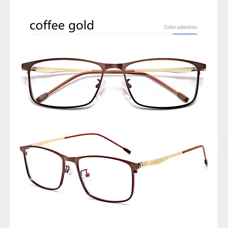 Kocolior Unisex Full Rim Square Alloy Hyperopic Reading Glasses 8835 Reading Glasses Kocolior Coffe Gold 0 