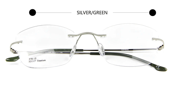 Esnbie Women's Rimless Cat Eye Titanium Eyeglasses 37815 Rimless Esnbie titan silver green  