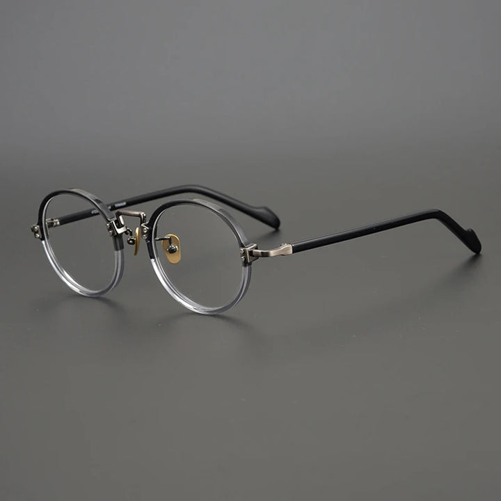 Gatenac Unisex Full Rim Round Acetate Titanium Eyeglasses Gxyj383