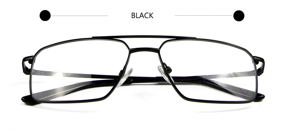 Esnbie Unisex Full Rim Square Double Bridge Alloy Eyeglasses 11361 Full Rim Esnbie MEN frame black  