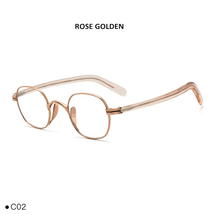 Aimee Unisex Full Rim Square Titanium Acetate Eyeglasses 11132 Full Rim Aimee Rose Golden  