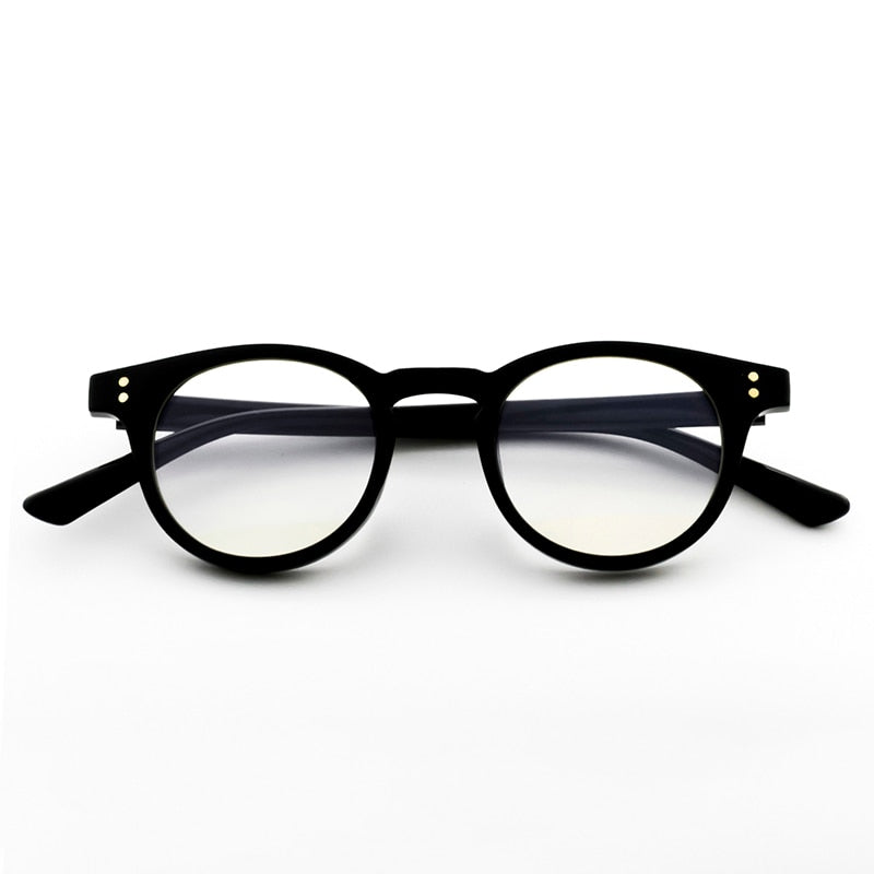 Bolluzzy Unisex Full Rim Round Acetate Eyeglasses 483823 Full Rim Bolluzzy Black  