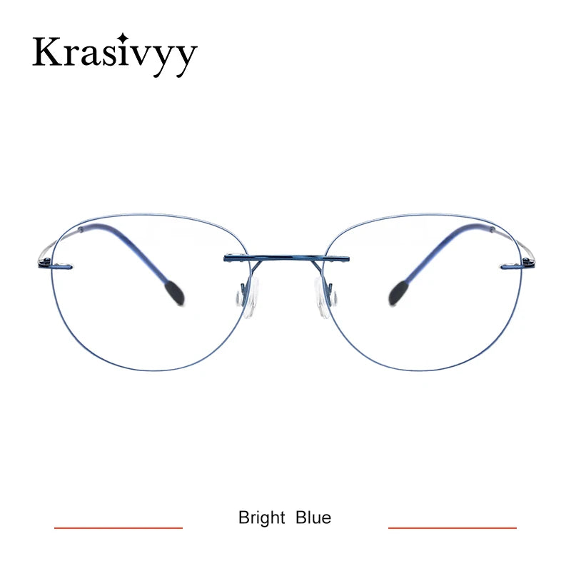 Krasivyy Women's Rimless Oval Round Titanium Eyeglasses 318003