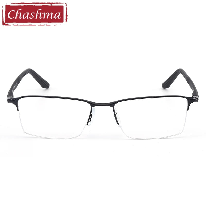 Chashma Ochki Men's Semi Rim Square Alloy Eyeglasses 49453 Semi Rim Chashma Ochki   