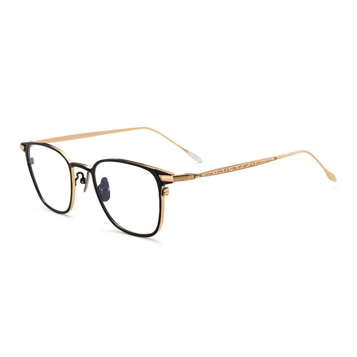 Aimee Unisex Full Rim Square Titanium Eyeglasses 251201 Full Rim Aimee Black-Golden  