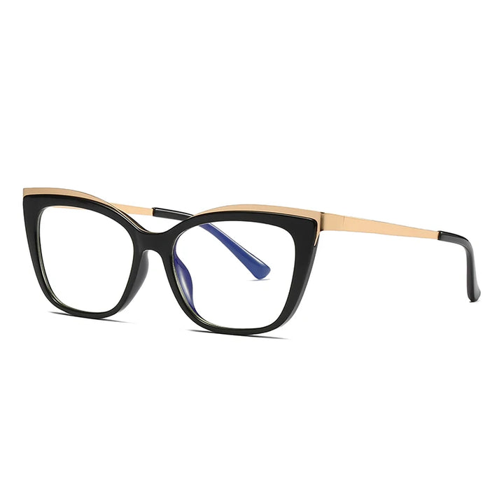 Hotochki Women's Full Rim Square Cat Eye Tr 90 Alloy Eyeglasses 20499