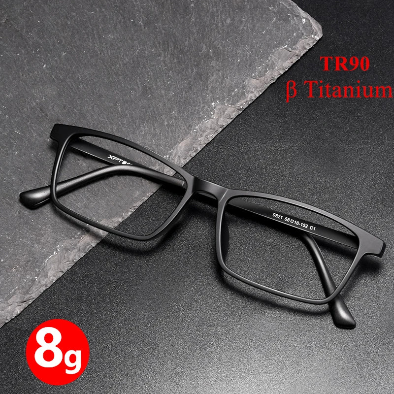 Kocolior Men's Full Rim Large Square Tr 90 Titanium Alloy Eyeglasses 9821 Full Rim Kocolior   
