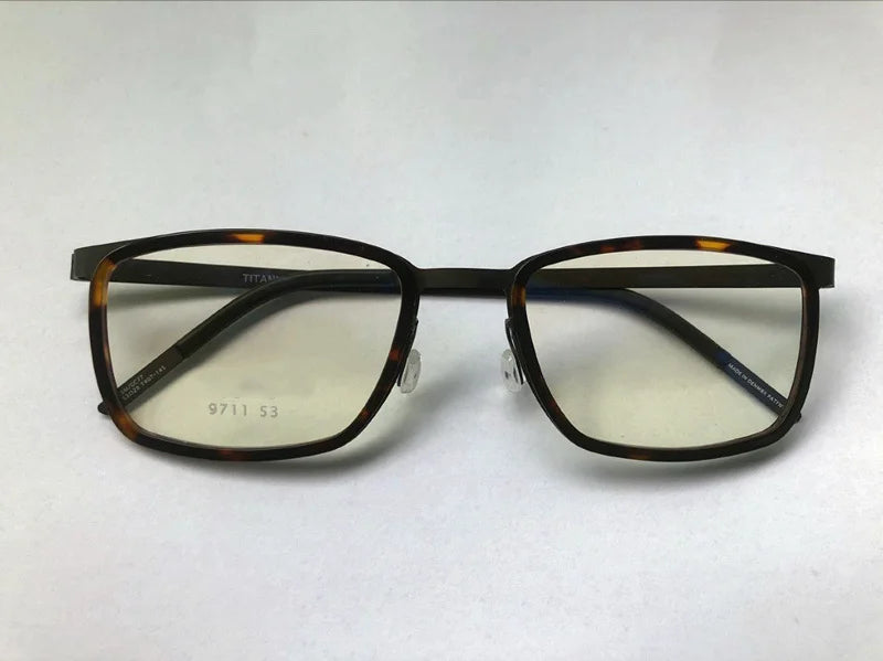 Aimee Men's Full Rim Square Screwless Titanium Eyeglasses 9711 Full Rim Aimee Tortoise  